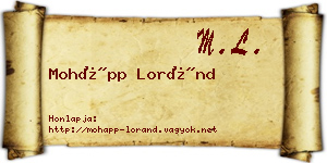 Mohápp Loránd névjegykártya